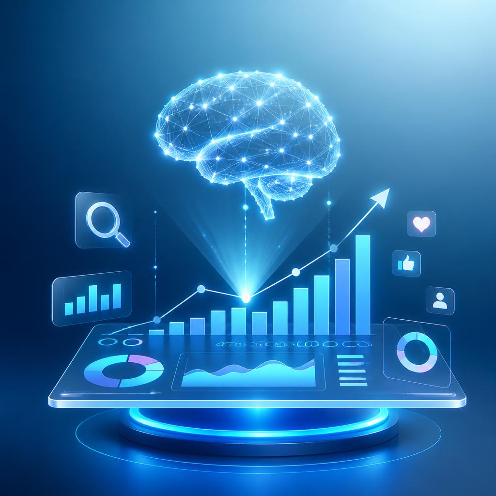 AI-powered marketing dashboard with analytics and digital brain